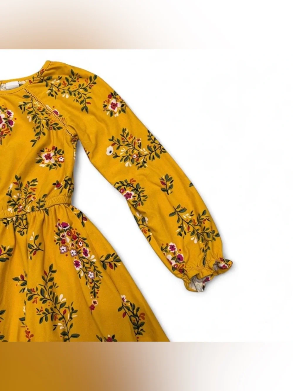 Girls' Old Navy Floral Long-Sleeve Dress - Mustard Yellow